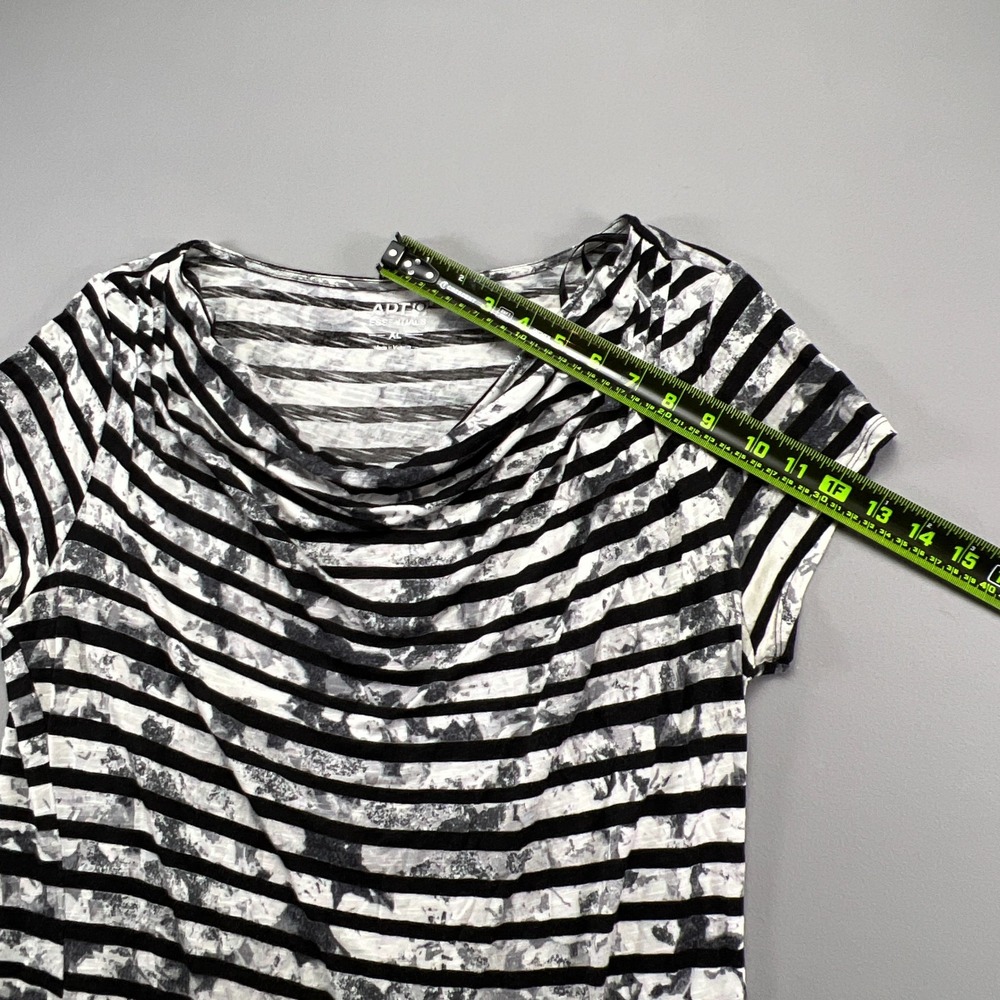 Apt 9 Essentials Blouse Top Womens XL White Black Horizontal Stripes Cowl Neck - Picture 7 of 10